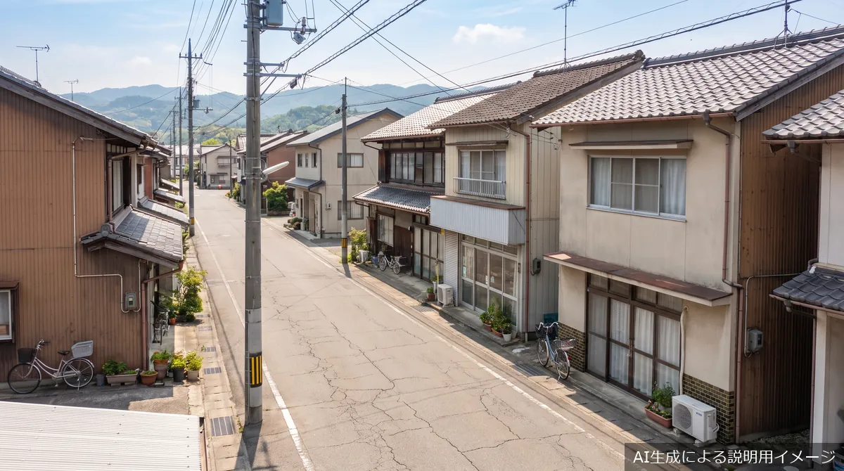 生成AIで作成した架空の道路の工事前イメージ
